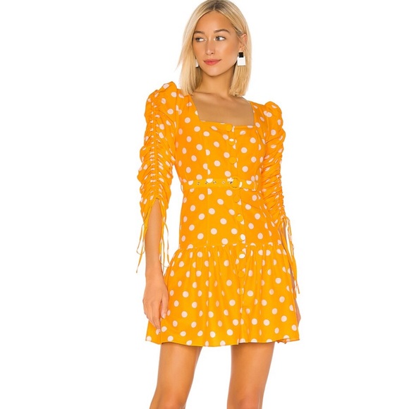 Nicholas Women Yellow Ruched Sleeve Button Front Dress NWT Size US 6! - Picture 1 of 5